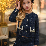 Eleni Jacket - Tweed Navy