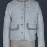 Tatiana Plaid Sequin White Jacket