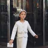 Adelaide Plaid Sequin White Dress